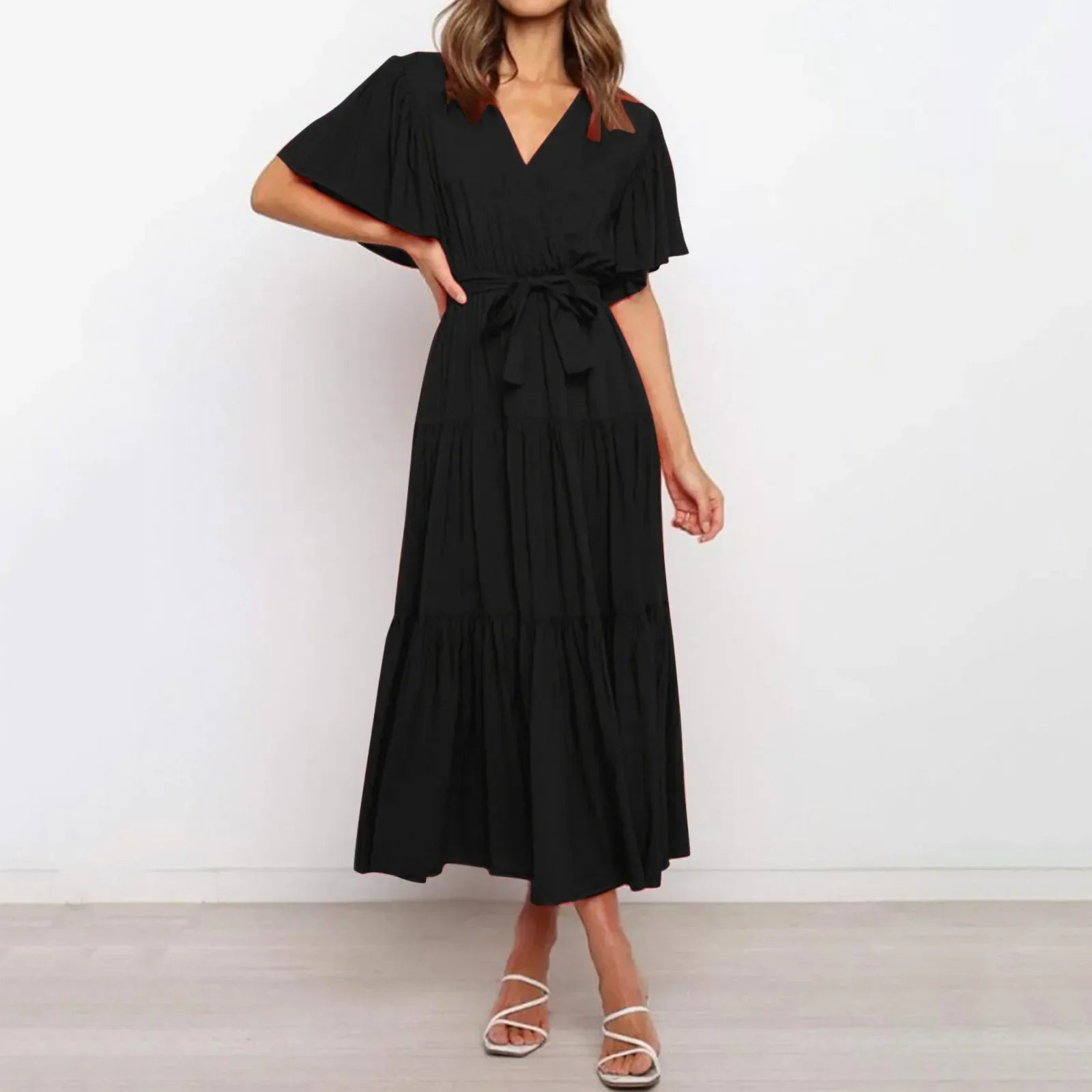 Irina Maxi Dress with a Deep V-neck for Women Chic Boutique Style