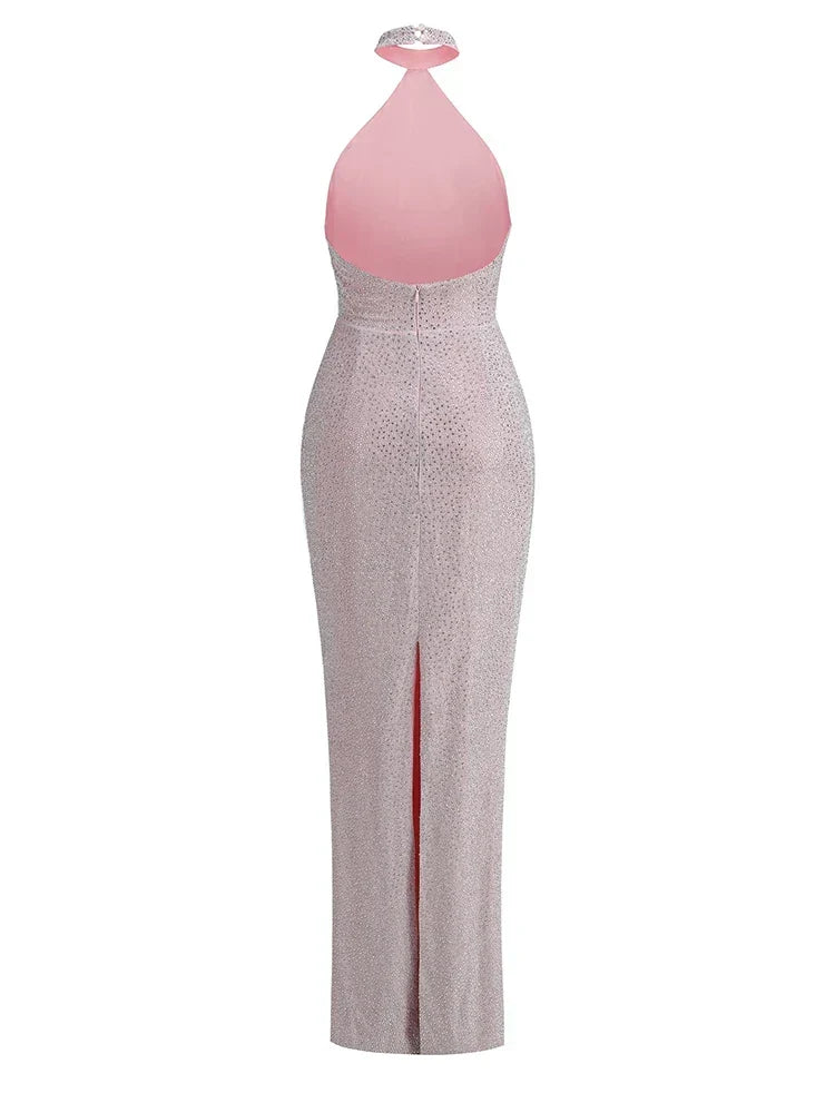 Backless Halter-Neck Maxi Dress