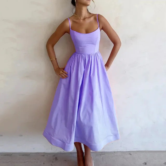 Delaney - Flattering Waist-Fitted Flare Dress Purple