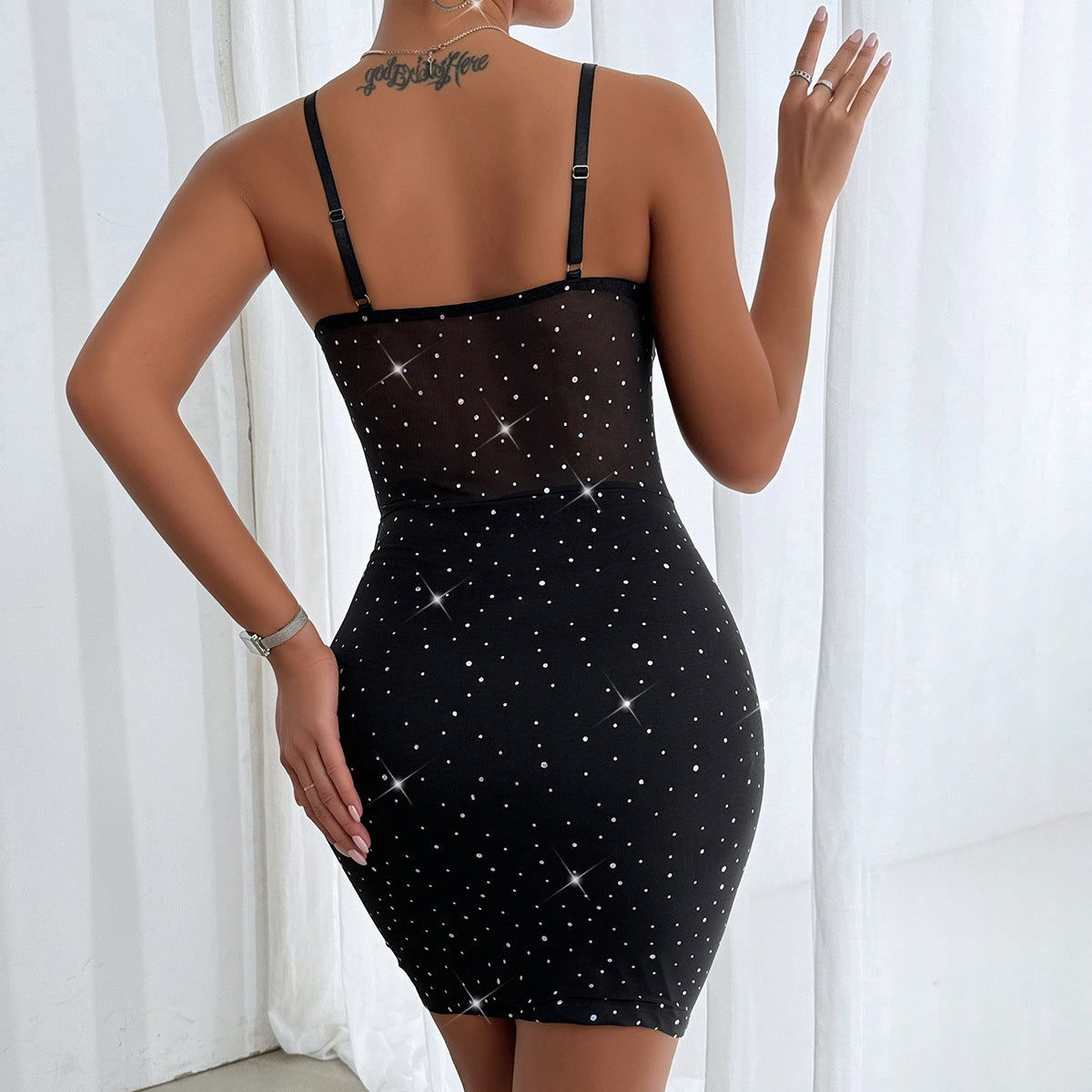 Rhinestone Sweetheart Neck Spaghetti Strap Corset Bodycon Mini Party Dress