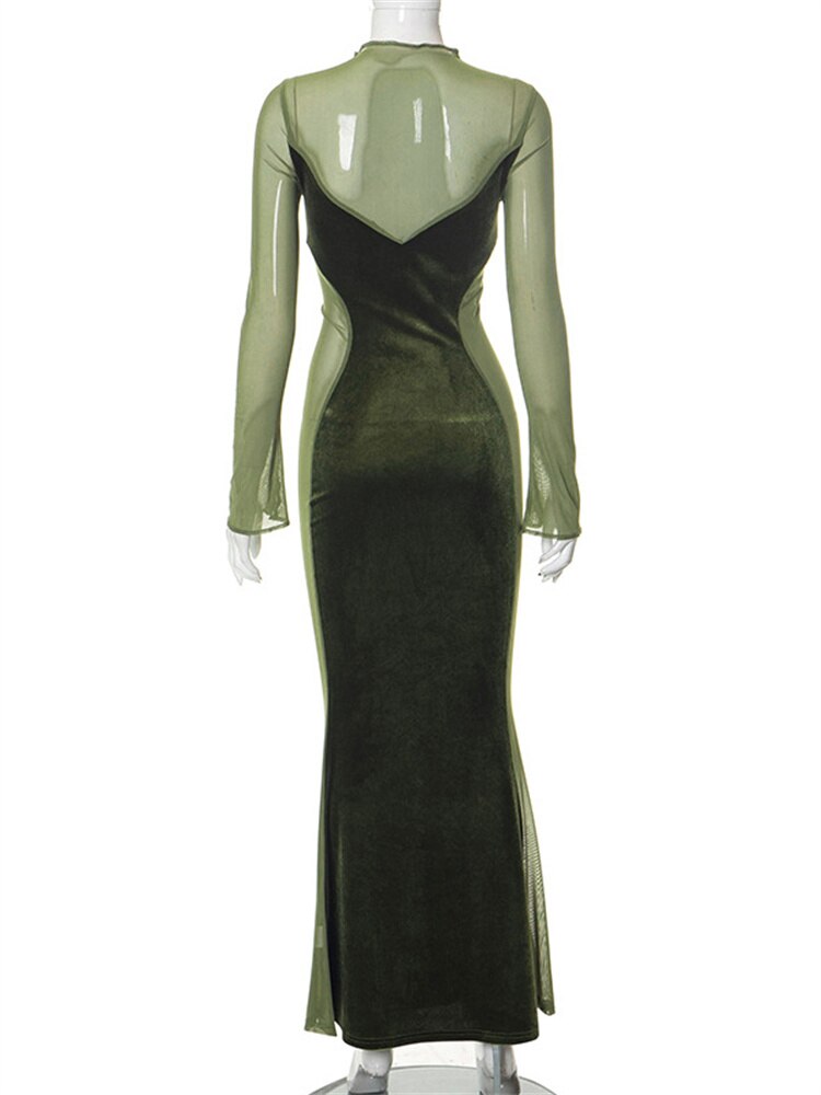 Patchwork Sheer Mesh Dress