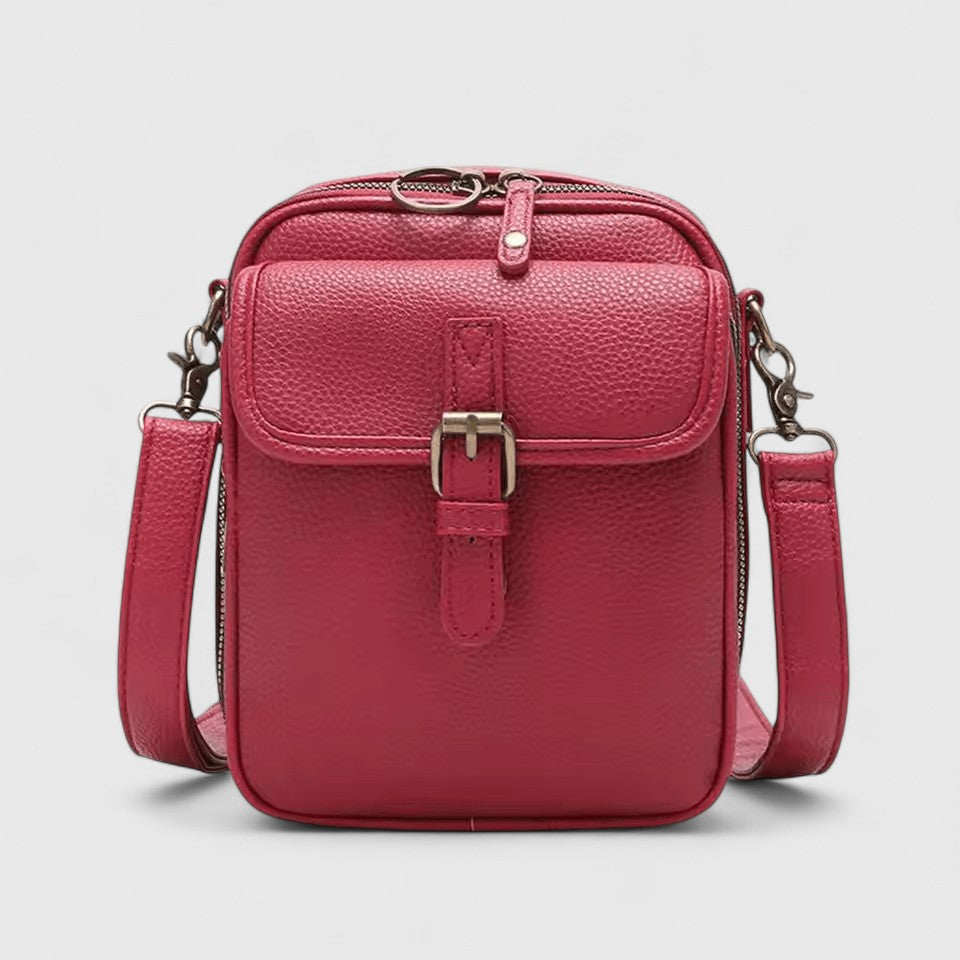 Buckle Flap Pocket Faux Leather Crossbody Bag