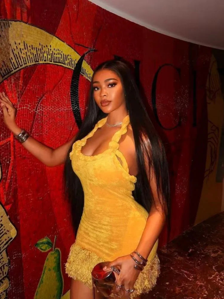 halter neck Bandage Bodycon Midi Dress Party