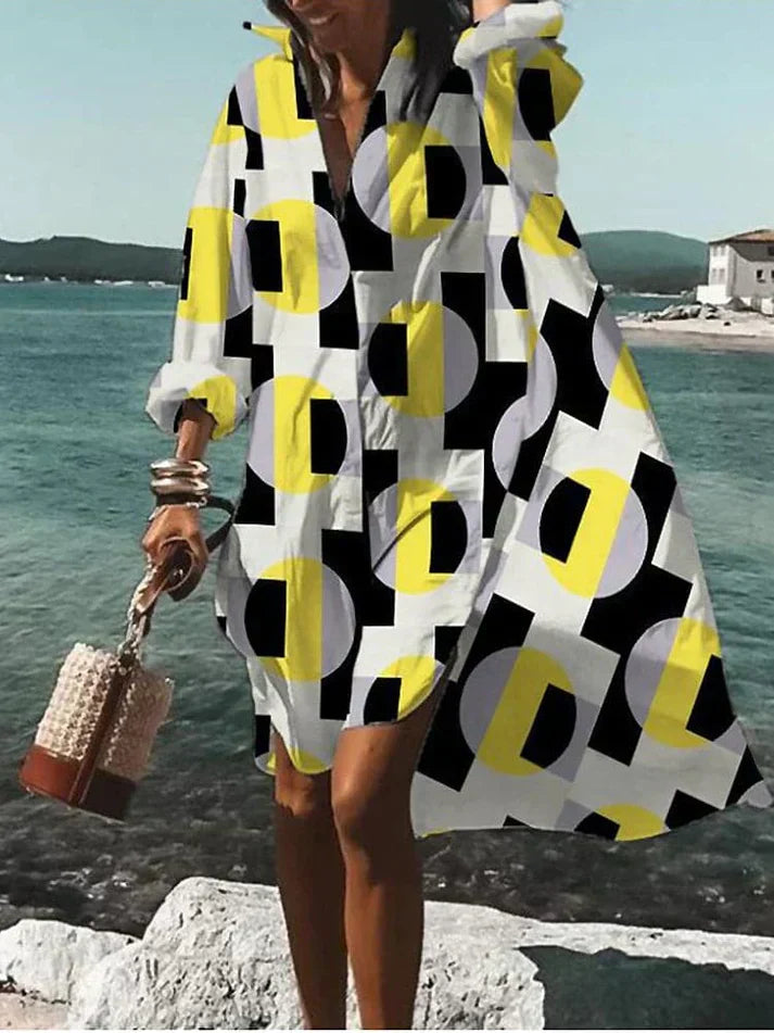 Tamar Aesthetic Wide, Colorful Dress with Summery Patterns Evening Wear Edit