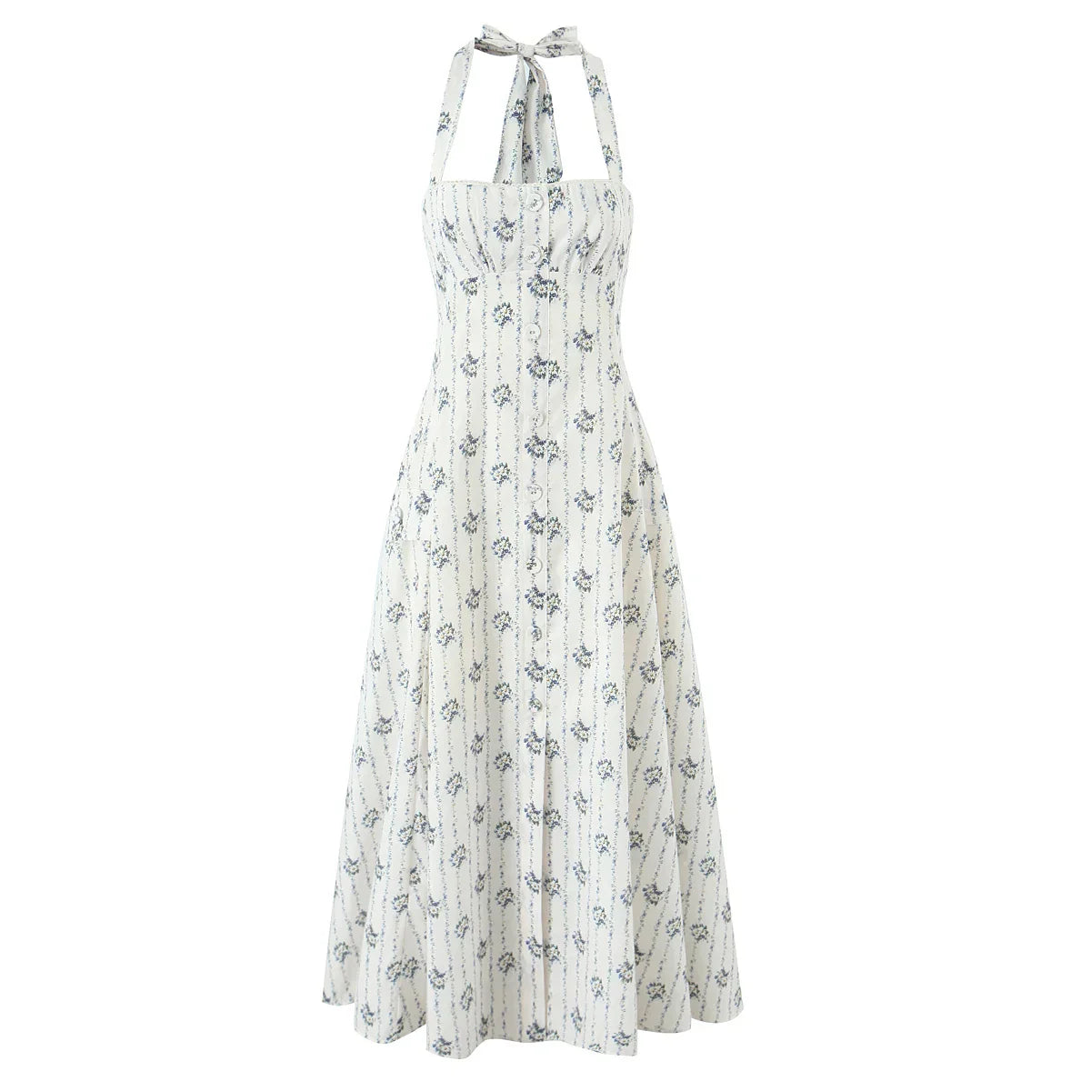 ALLORA FLORAL MIDI DRESS White