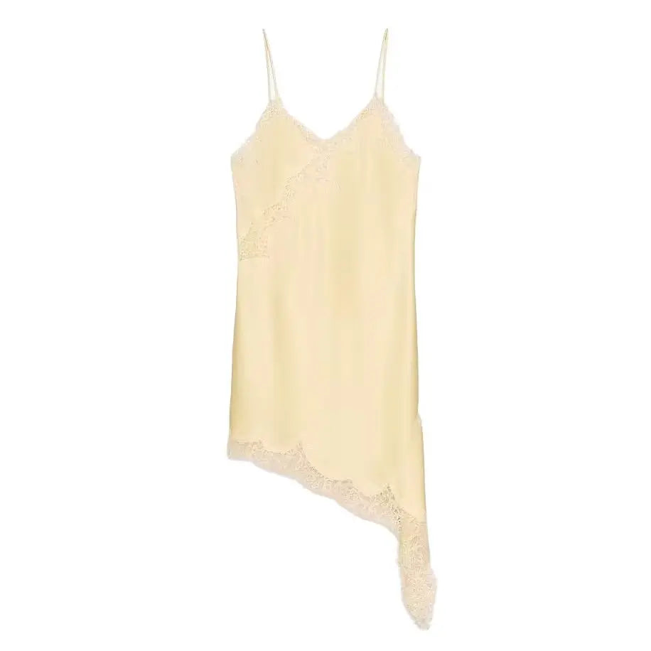 AMAIA LACE SATIN DRESS Yellow