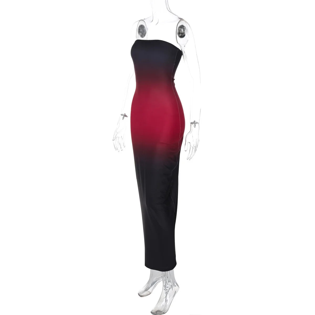 Strapless Black - Red Gradient Long Dress