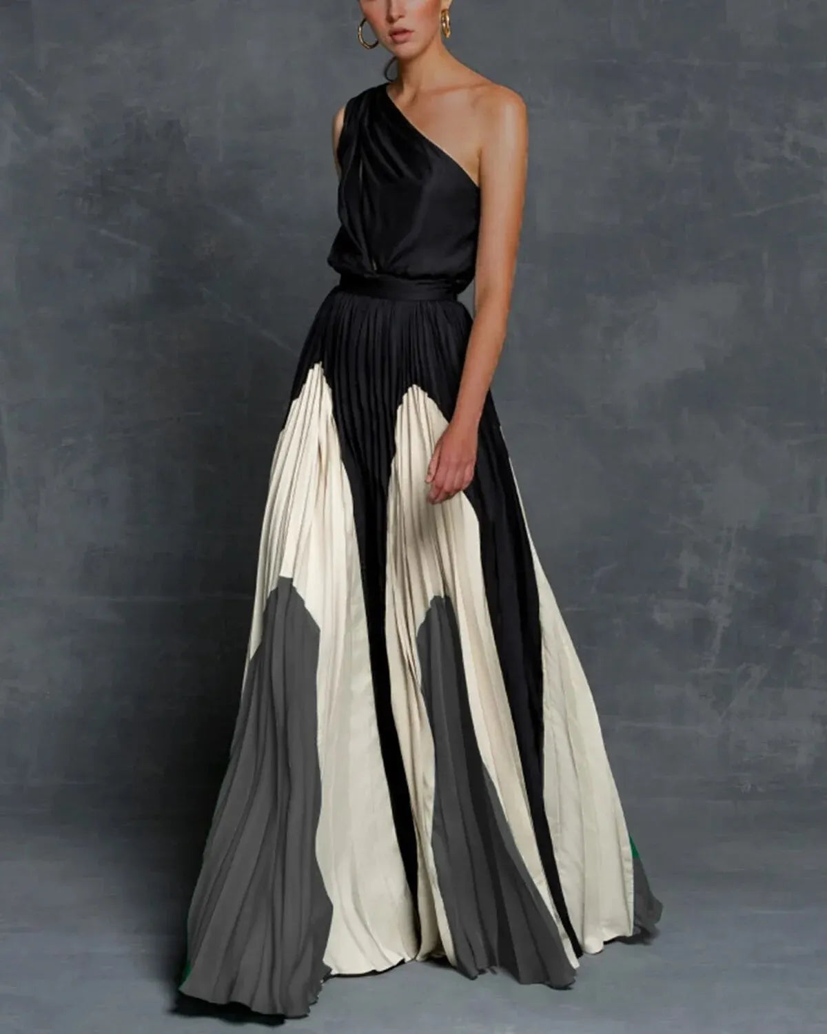 One Shoulder Pleated Maxi Gown 3