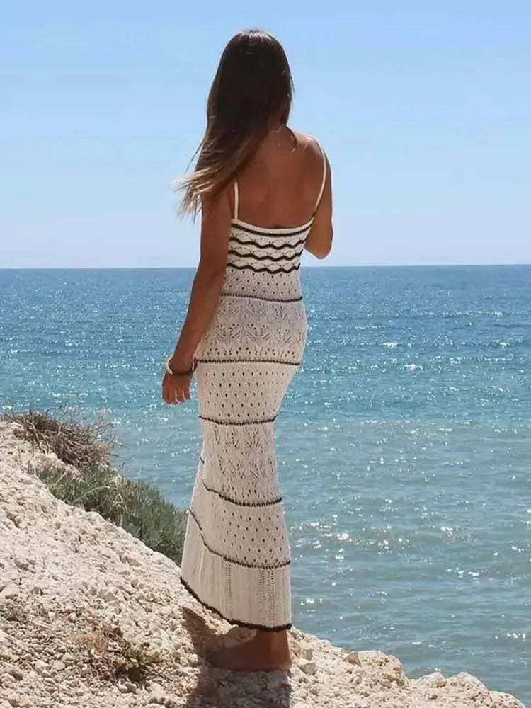Crochet Slim Sling Sweater Long Summer Dress