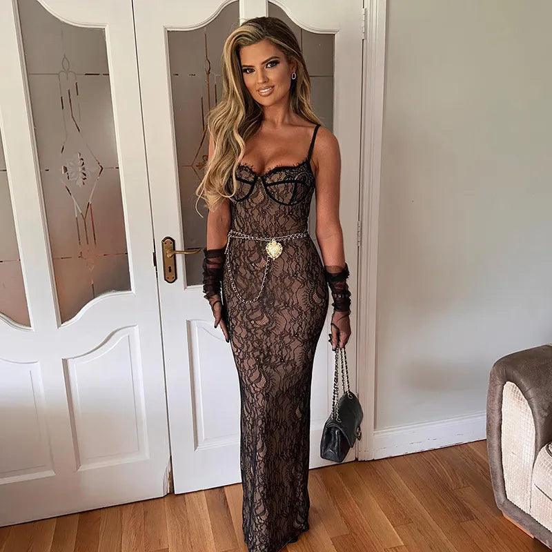 In My Glamour Lace Chain Belt Maxi Dress - View 7