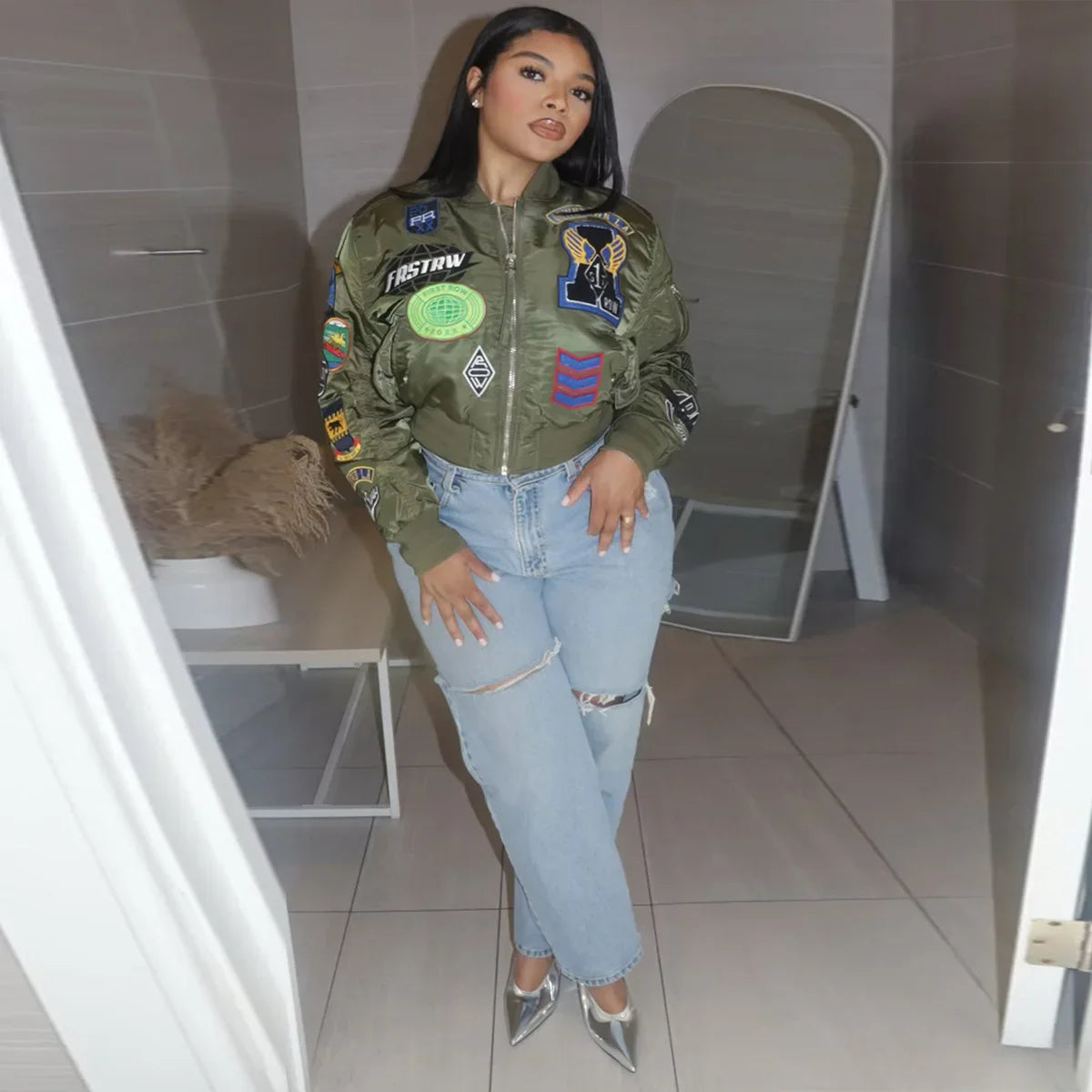 Embroidered Cyber Bomber Jacket