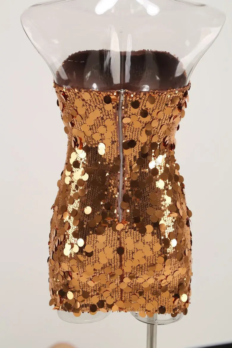 Sequin Strapless Bodycon Party Mini Dress