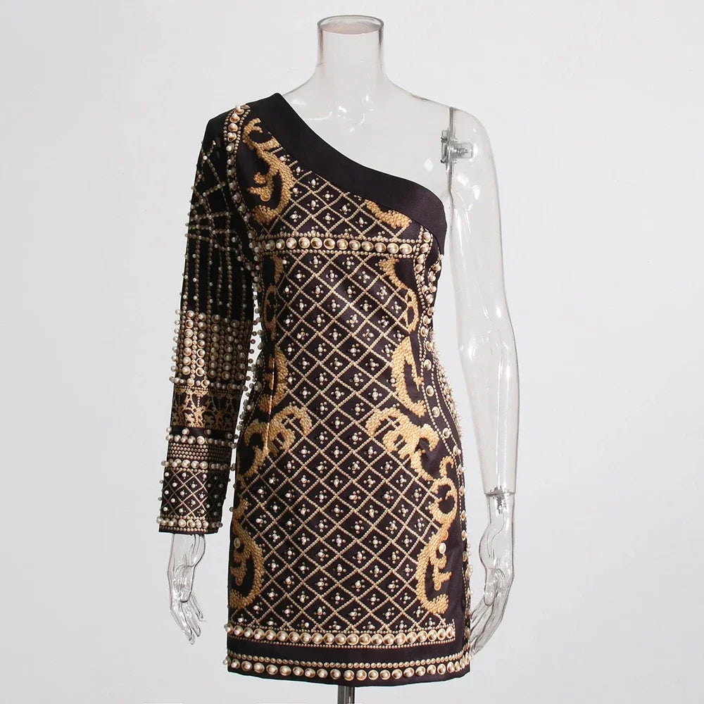 Glitter Mesh Ruched Long Sleeve Bodycon Dress