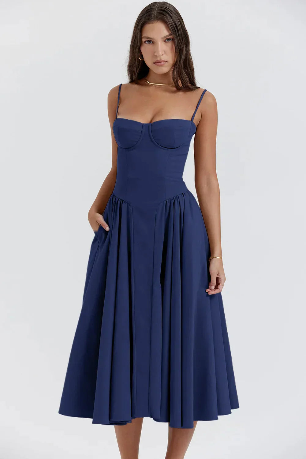Assunta Effortless Strapless Pleated Dress Chic Silhouette Collection