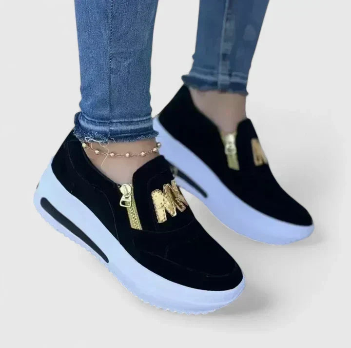 Zip Front Platform Slip On Sneakers