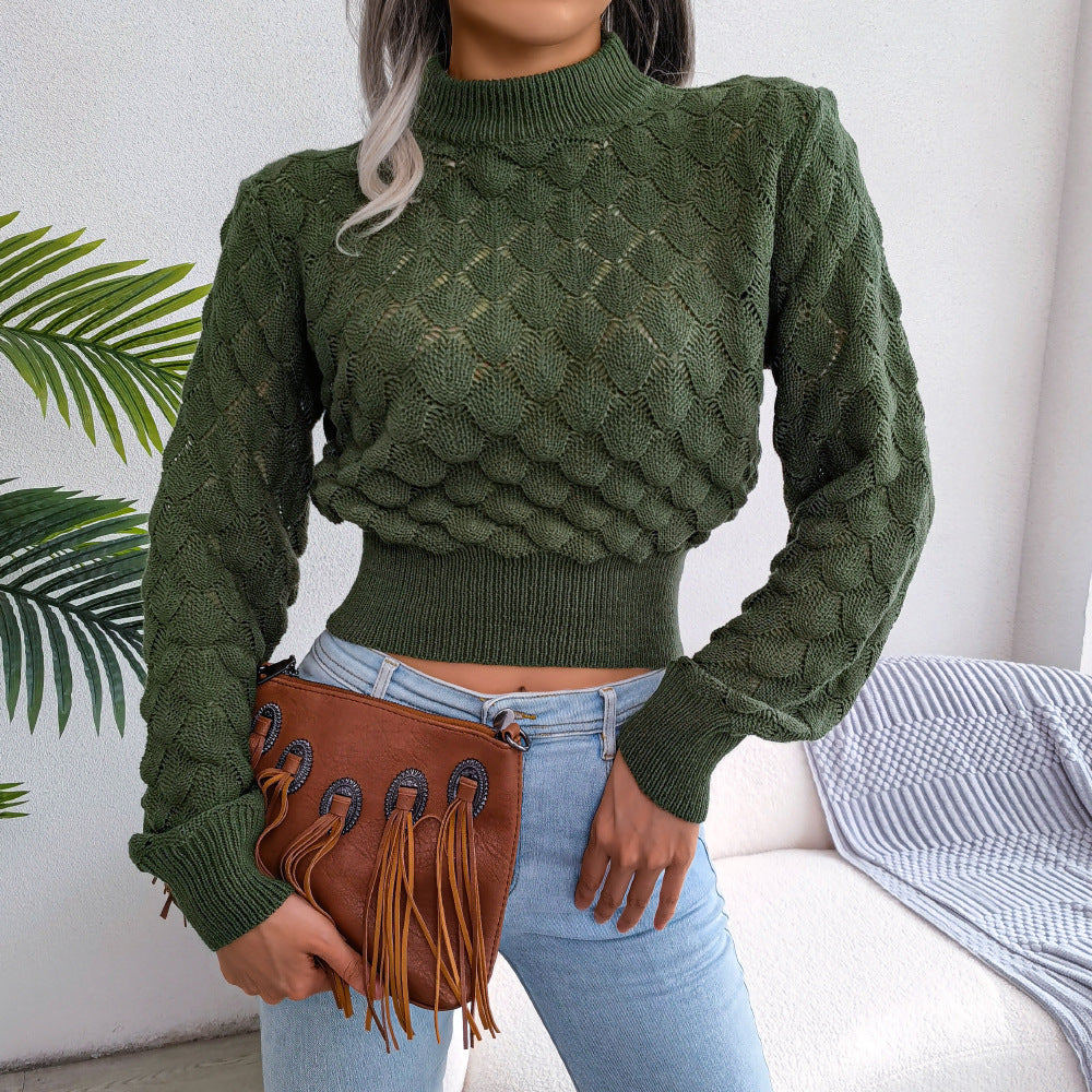 Diamond Cutout Chic Crop Knit Sweater