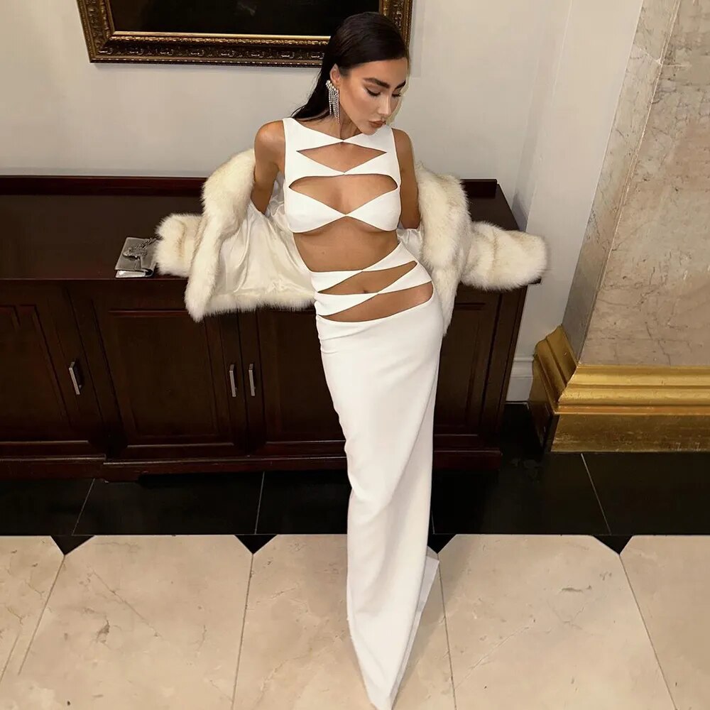 Cut Out Sleeveless Bodycon Bandage Midi Dress 8
