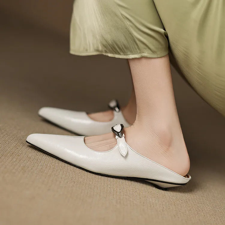 Pointed Toe Buckle Strap Low Heel Mary Jane Pumps