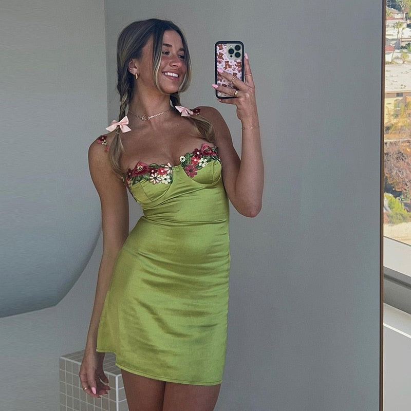 Spring Bling Satin Mini Dress - View 7