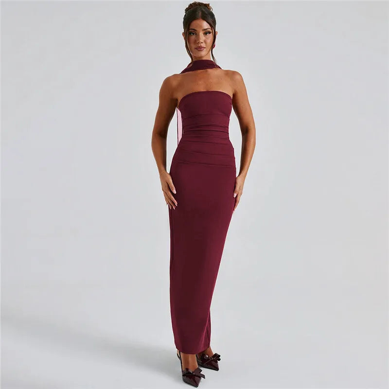 Strapless Ruched Bodycon Maxi Gown