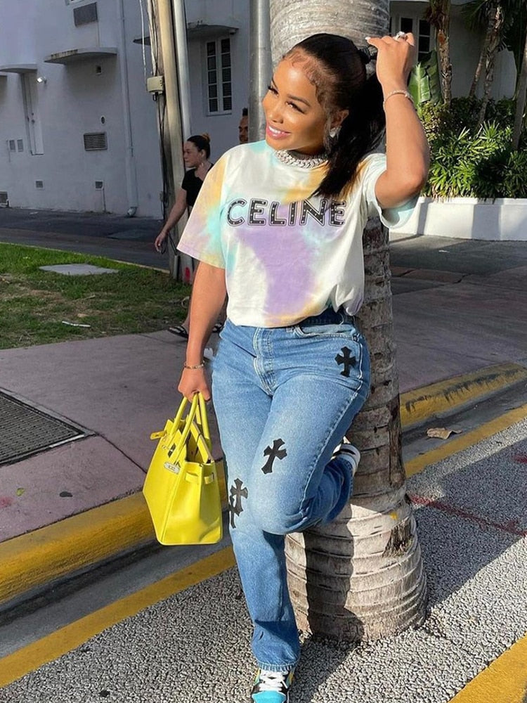 Women Low Waist Vintage Straight Denim Trousers Cyber Y2k Goth Pants Fashion Mom Jeans