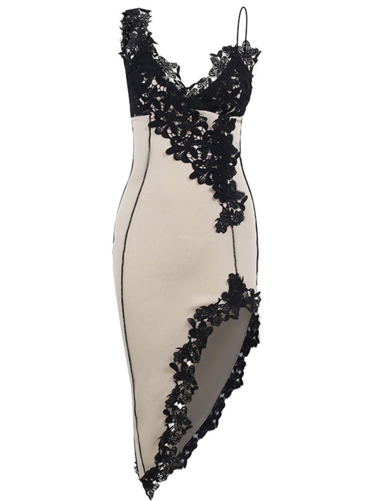 Lace Asymmetric Midi Dress - View 7