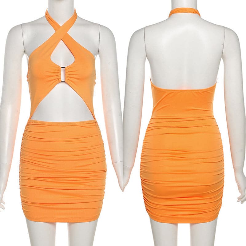 Single front dress with noise cut summer dress