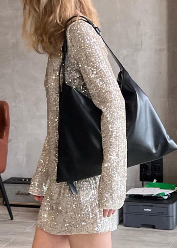 Sequin Long Sleeve Round Neck Bodycon Mini Dress