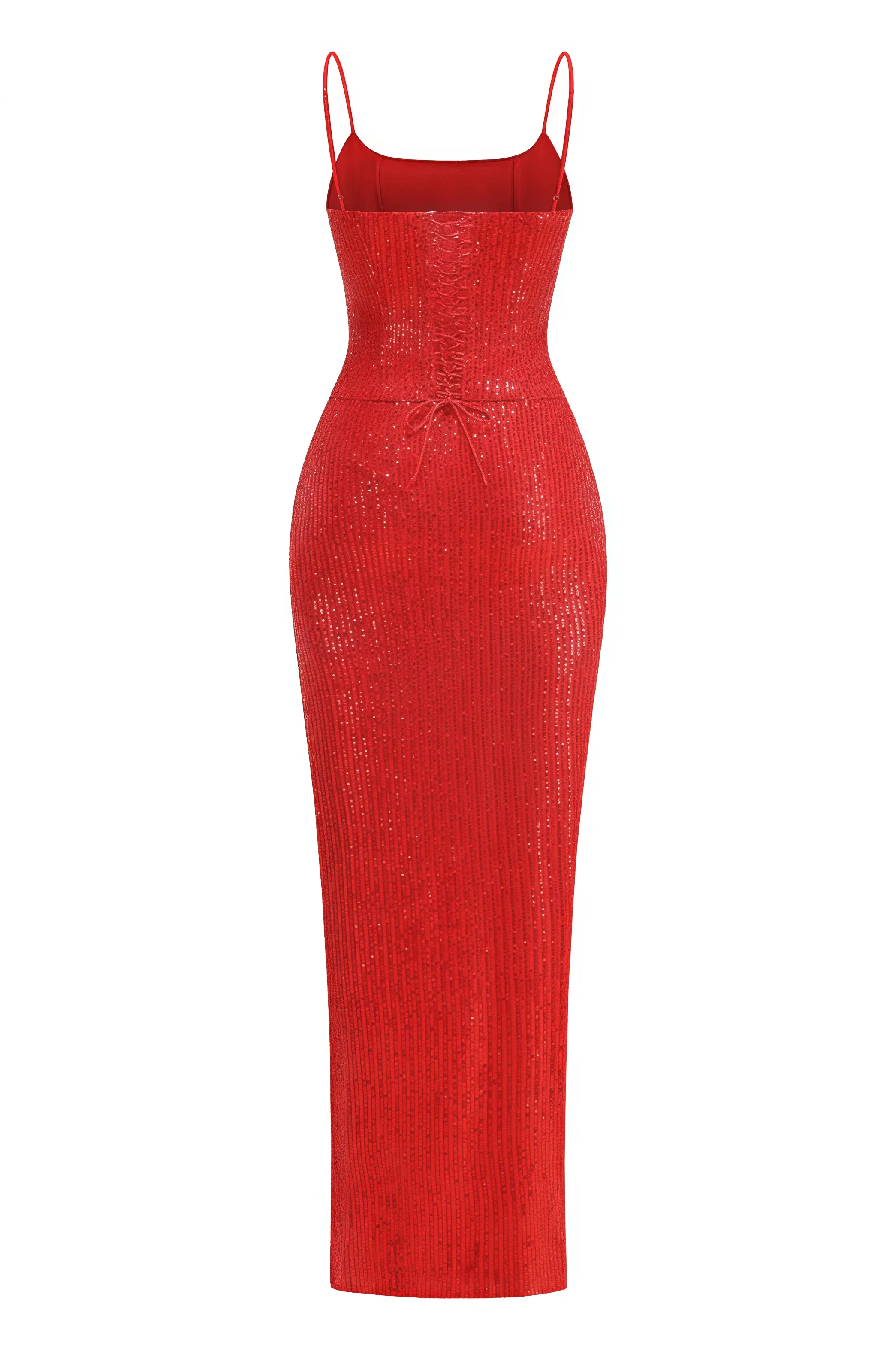 Sequin Spaghetti Strap Draped High Split Mermaid Maxi Dress
