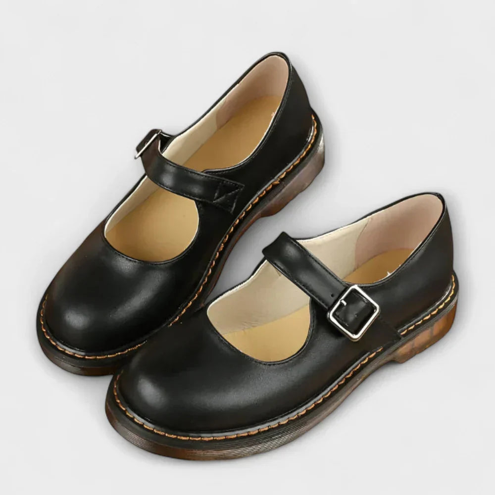 Round Toe Buckle Strap Mary Jane Flats