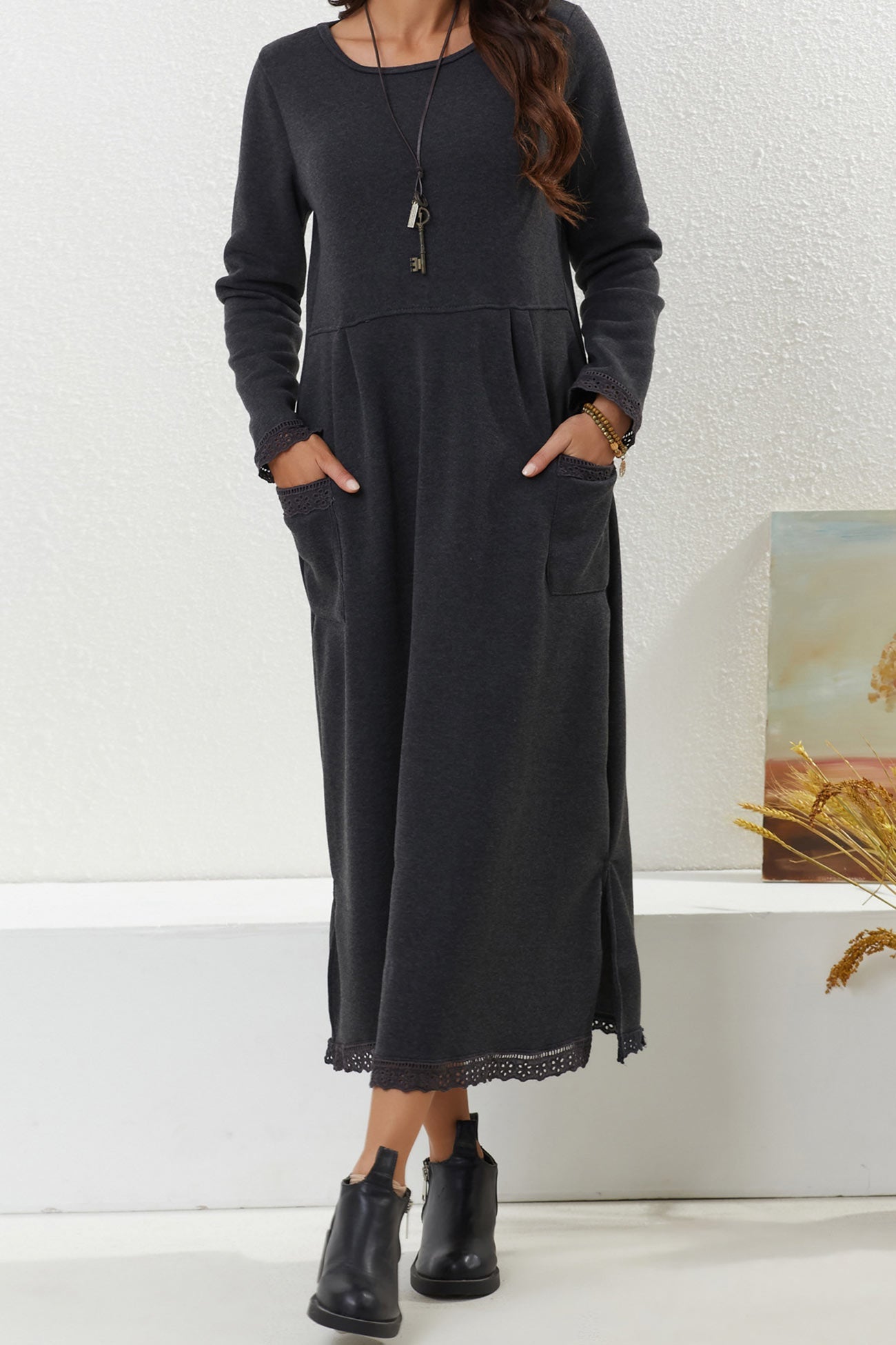Relaxed Marta Solid Dress With Dress for Modern Fashion Wear