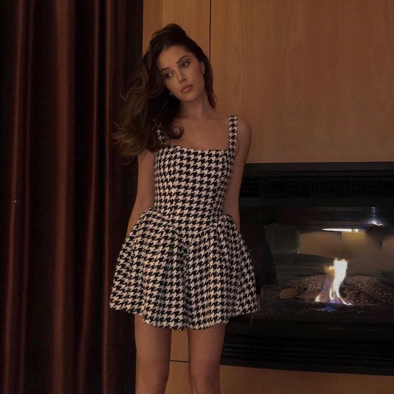 Spaghetti Straps Aline Bird Lattice Dress