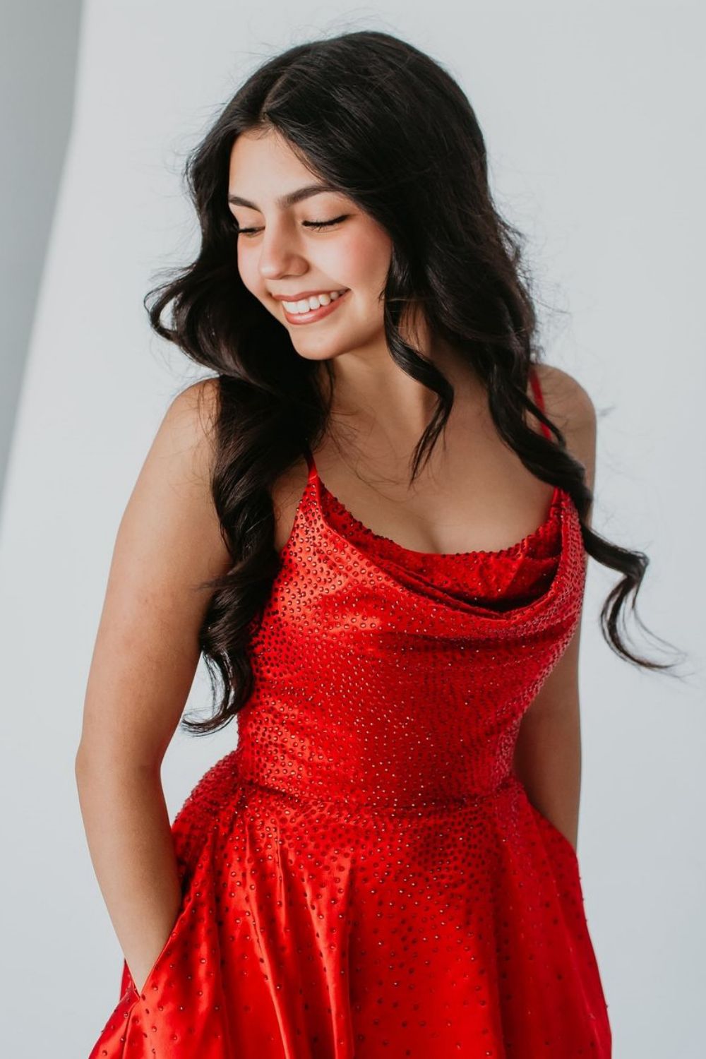 Sparkly Red A-Line Spaghetti Straps Short Beaded Homecoming Dress
