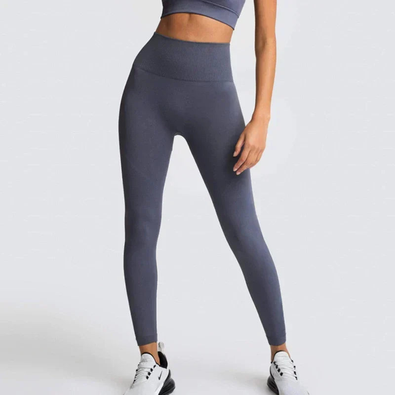 Wide Ribbed High Waist Seamless Yoga Leggings 4