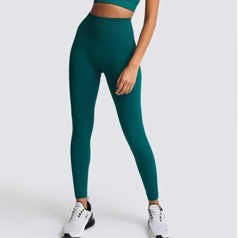 Wide Ribbed High Waist Seamless Yoga Leggings 5
