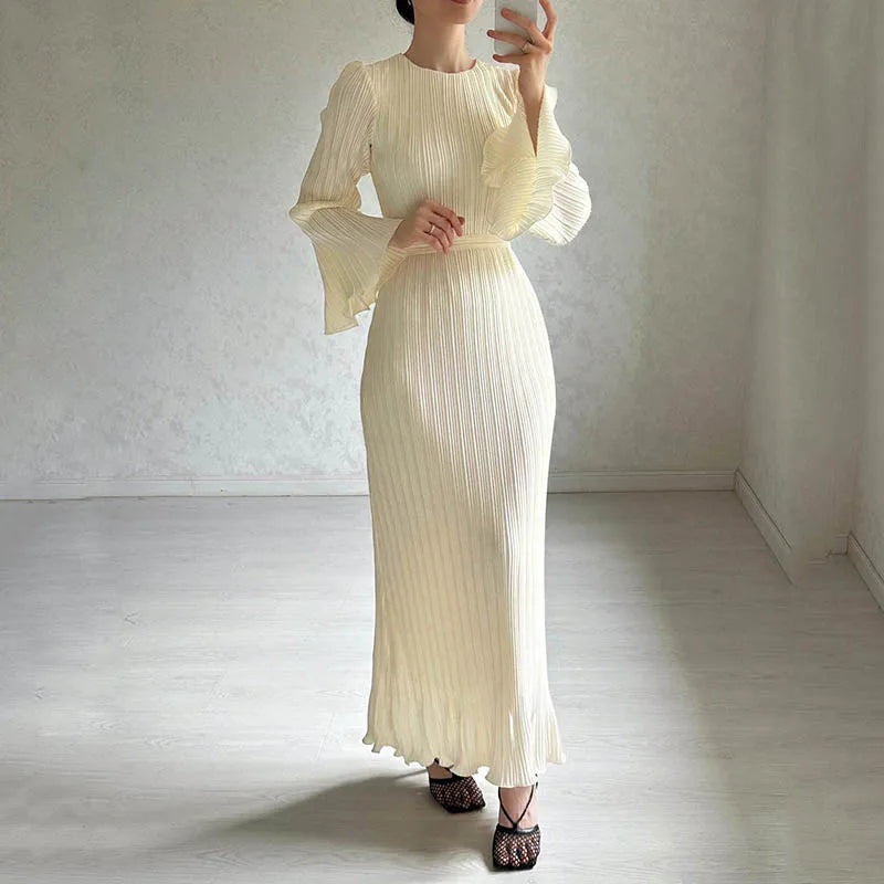 Spring Oneck Party Maxi Flare Femme Bodycon Dress