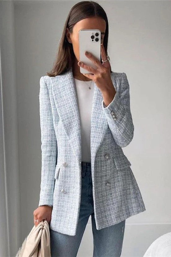 Tweed Blazer Vintage Double Breasted Coat