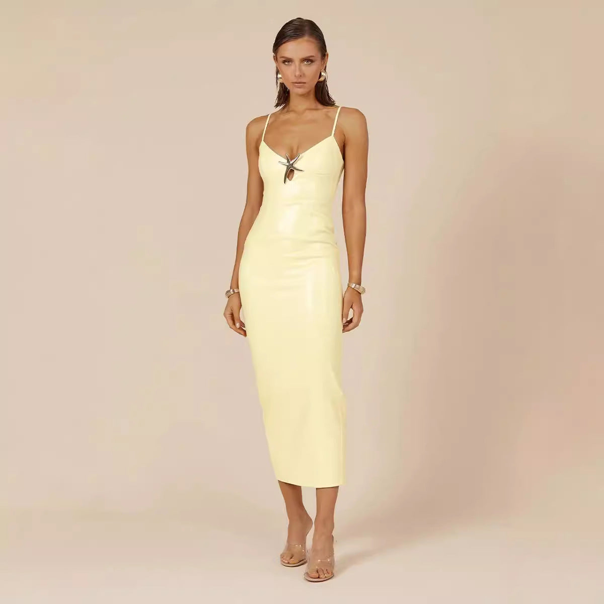 Sequin Sweetheart Cut Out Spaghetti Strap Bodycon Maxi Dress