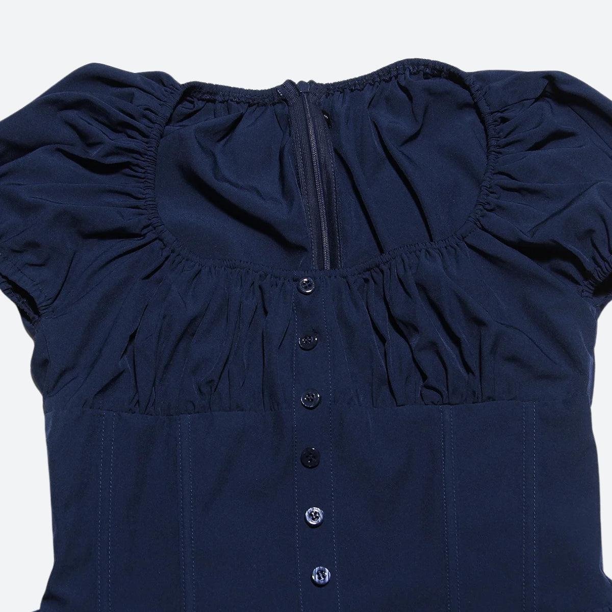 Square Neck Puff Sleeve Corset Fit and Flare Mini Dress