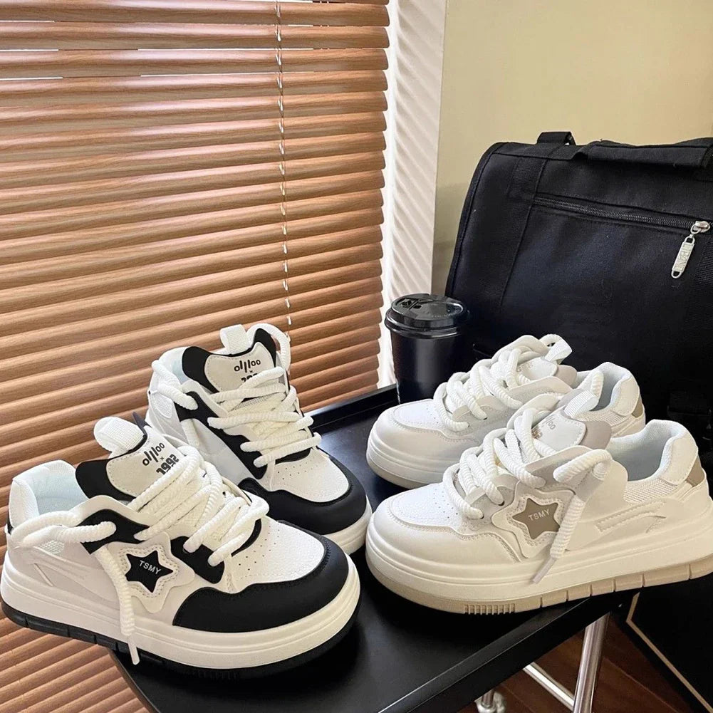Star Walking Sneakers Y2K Platform Shoes Thick Sole Aesthetic Tennis Shoes NonSlip Skateboard Shoes for Walking Jogging