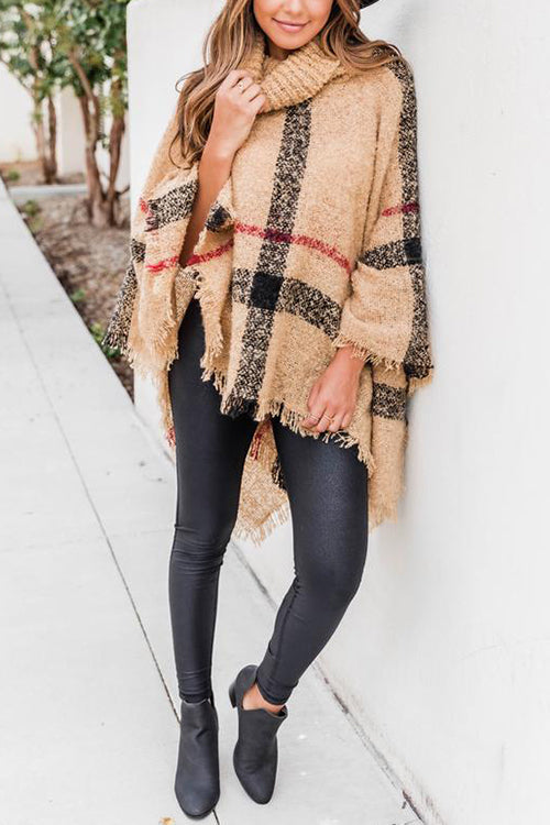 Stripe Tassel Loose High Collar Sweaters