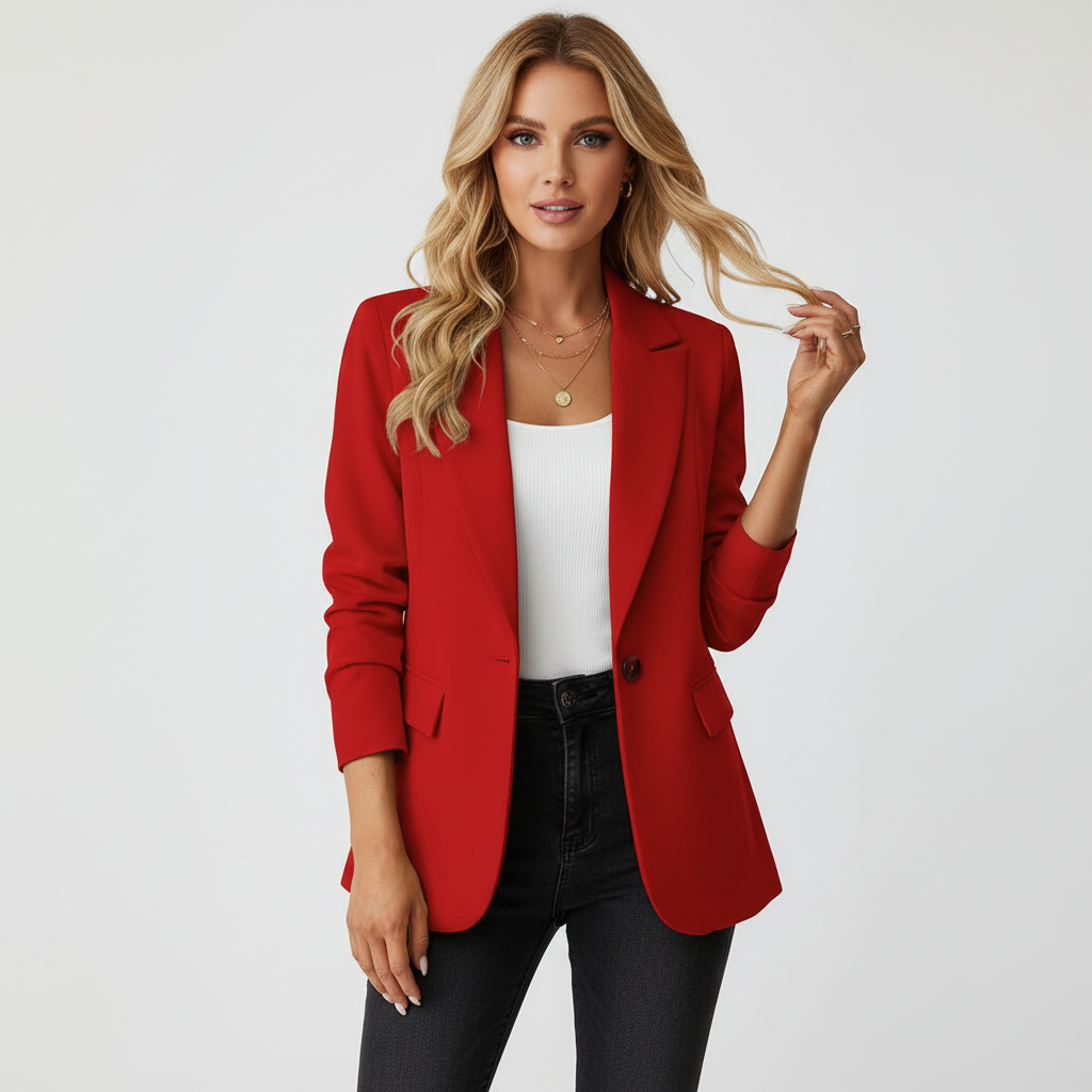 Women's Tailored Single-Breasted Blazer Jacket