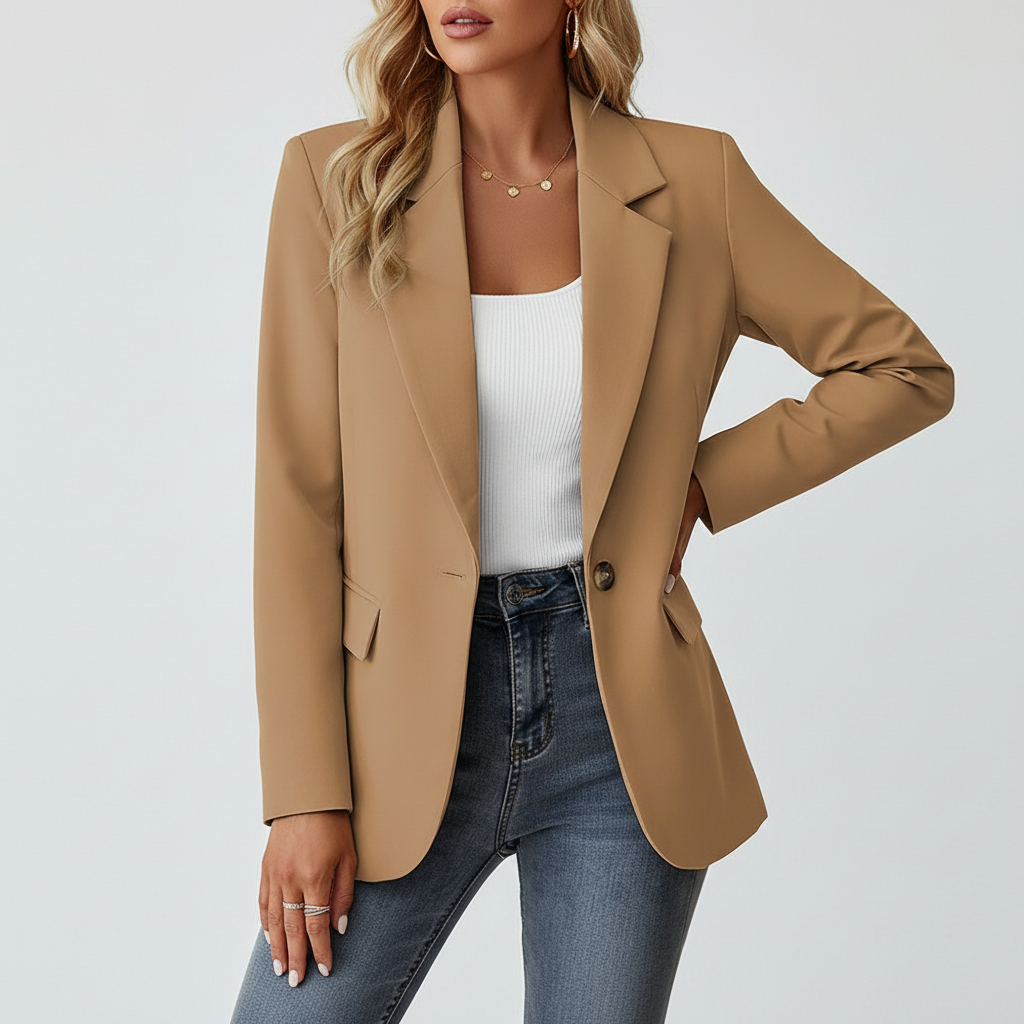 Women's Tailored Single-Breasted Blazer Jacket