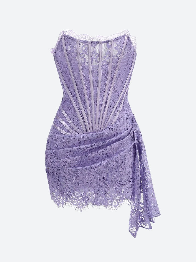 Strapless Lace Mini Dress - View 8
