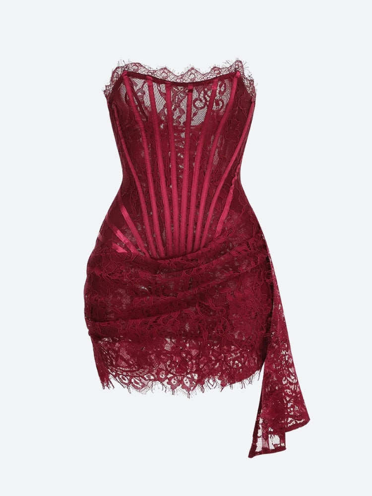 Strapless Lace Mini Dress - View 9