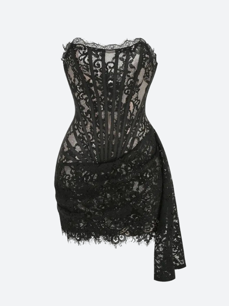Strapless Lace Mini Dress - View 10