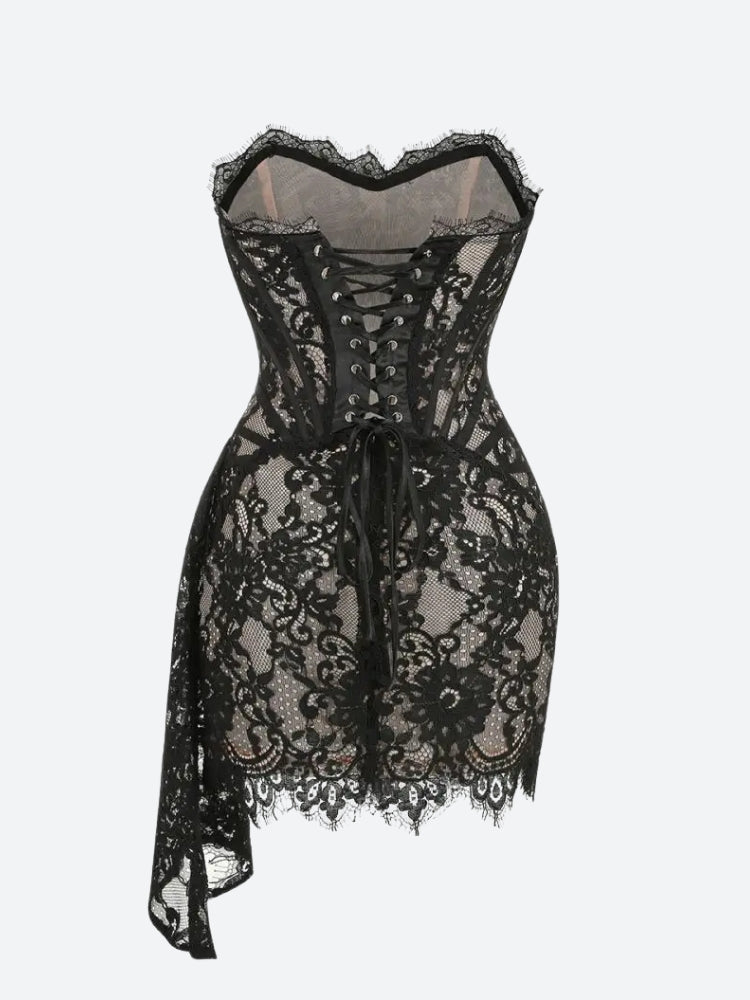 Strapless Lace Mini Dress - View 11