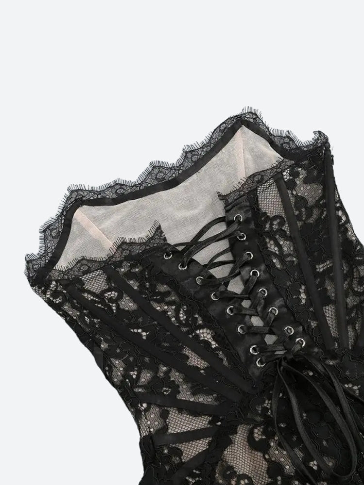 Strapless Lace Mini Dress - View 12