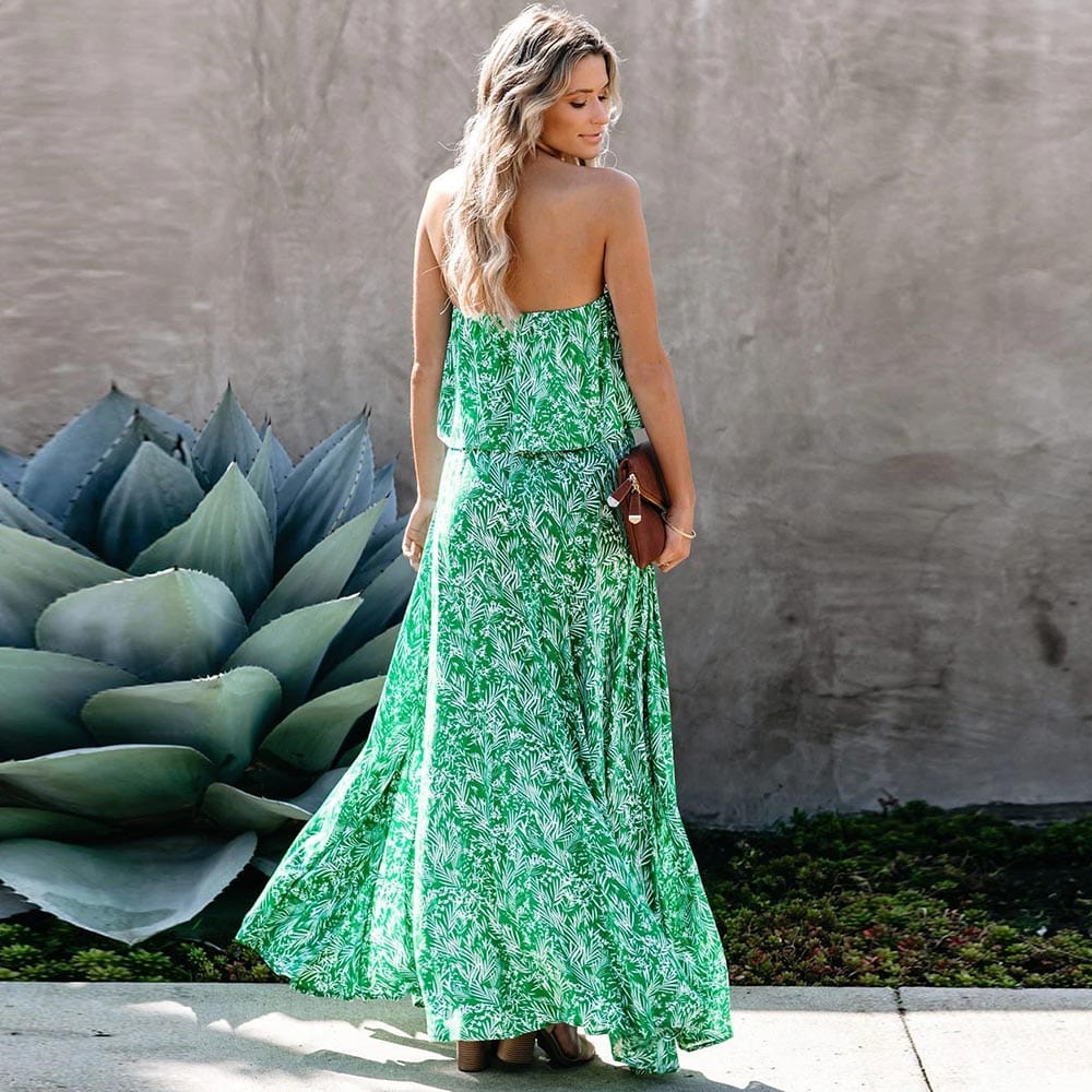 Strapless Ruffle High Split Maxi Dress 3