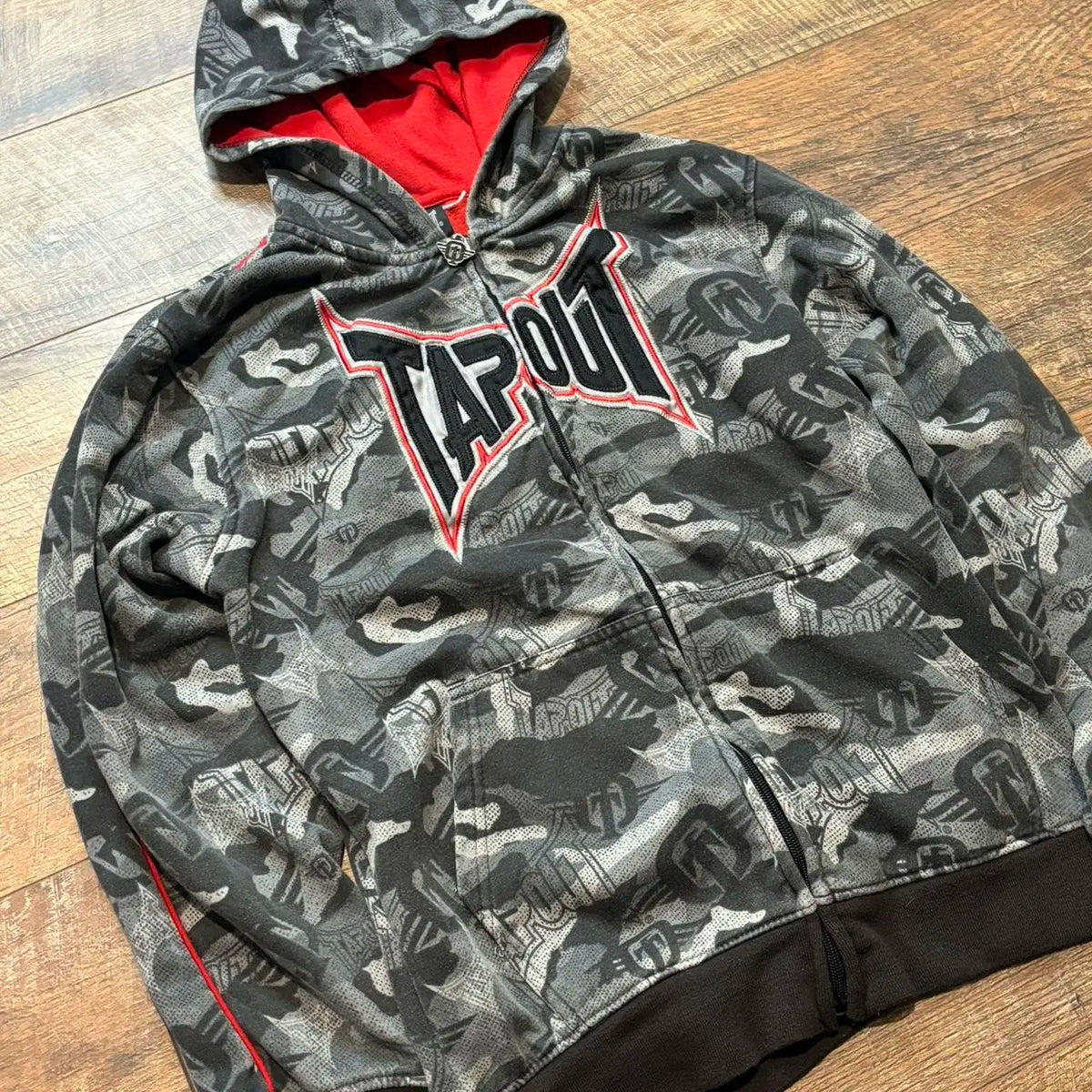 Gothic Tribal Wing Graphic Print Zip Front Hoodie 2
